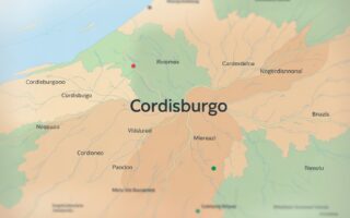 Mapa detalhado da região ao redor de Cordisburgo, mostrando cidades e características geográficas próximas.